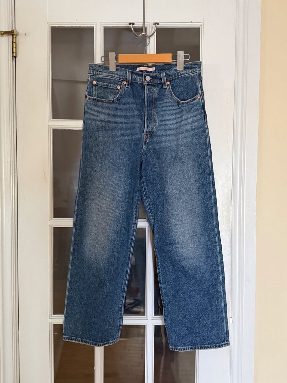 Levis Ribcage Ankle Straight Jean, Medium Blue, On My Honor Wash, Size 30x27